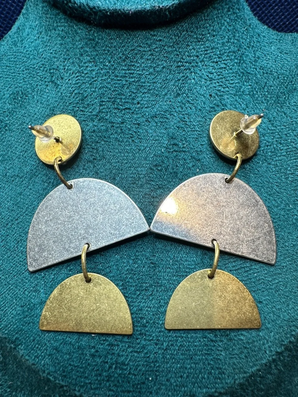 Madewell Brass and Sterling Post Geometric Modernist Earrings - Picture 2 of 7